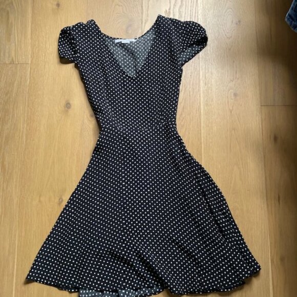 Faithfull the Brand dress Sunday Daze Black Polka Dot Dress Size Medium - Picture 3 of 6